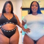 Lizzo in black two-piece and grey bodysuit