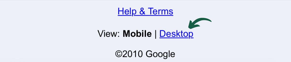 Google Calendar desktop view prompt on iPhone browser