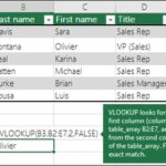 VLOOKUP example looking for Fontana and returning Olivier.