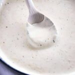 Homemade Alfredo sauce recipe in saucepan