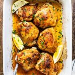 pan of baked chicken thighs