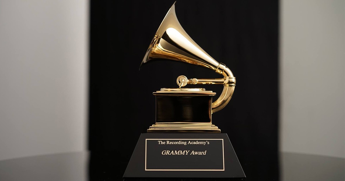 Banner for 2024 GRAMMYs nominee list, highlighting the full list of winners and nominees.