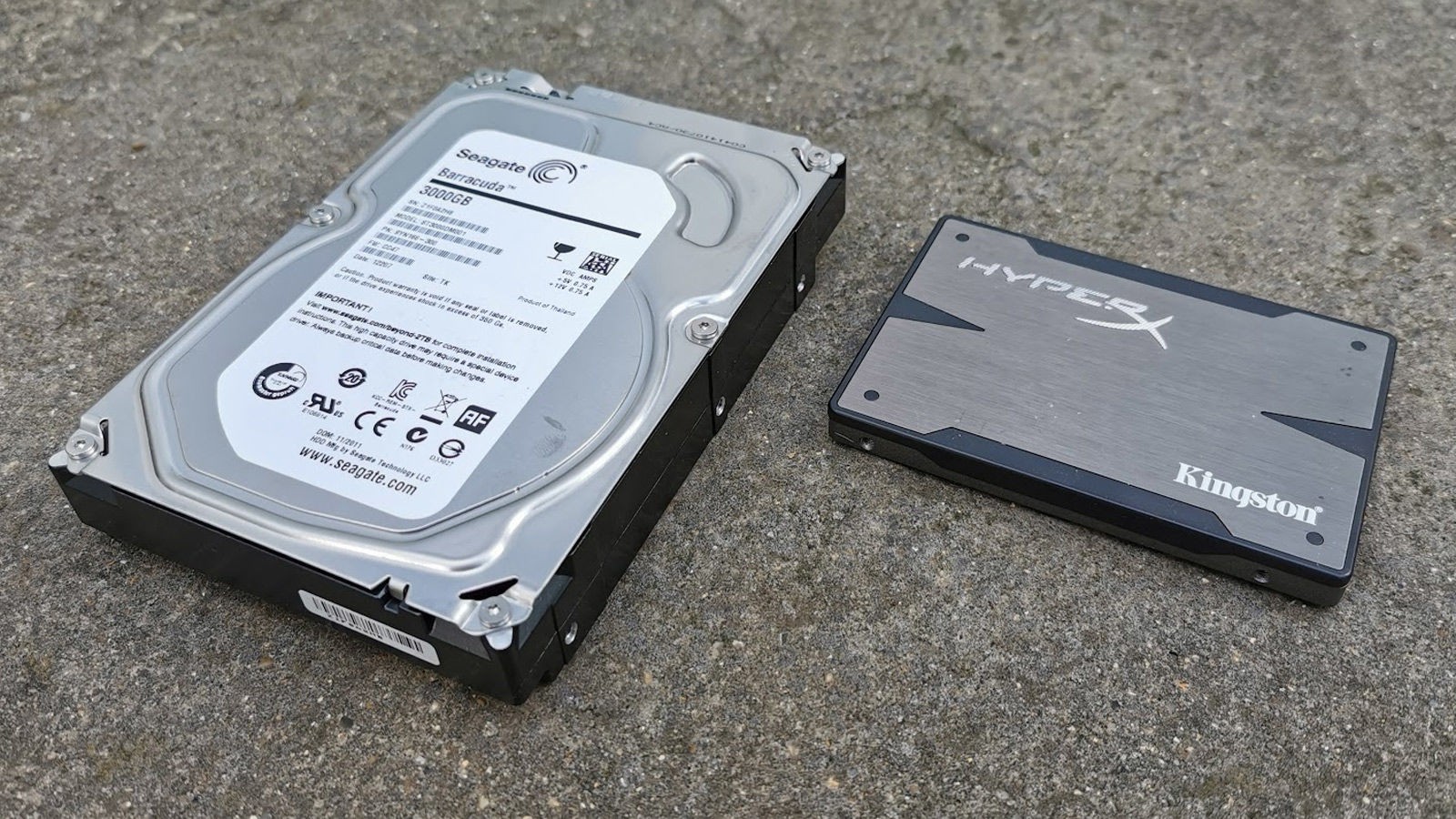 Close up of internal components of a hard drive, illustrating data storage