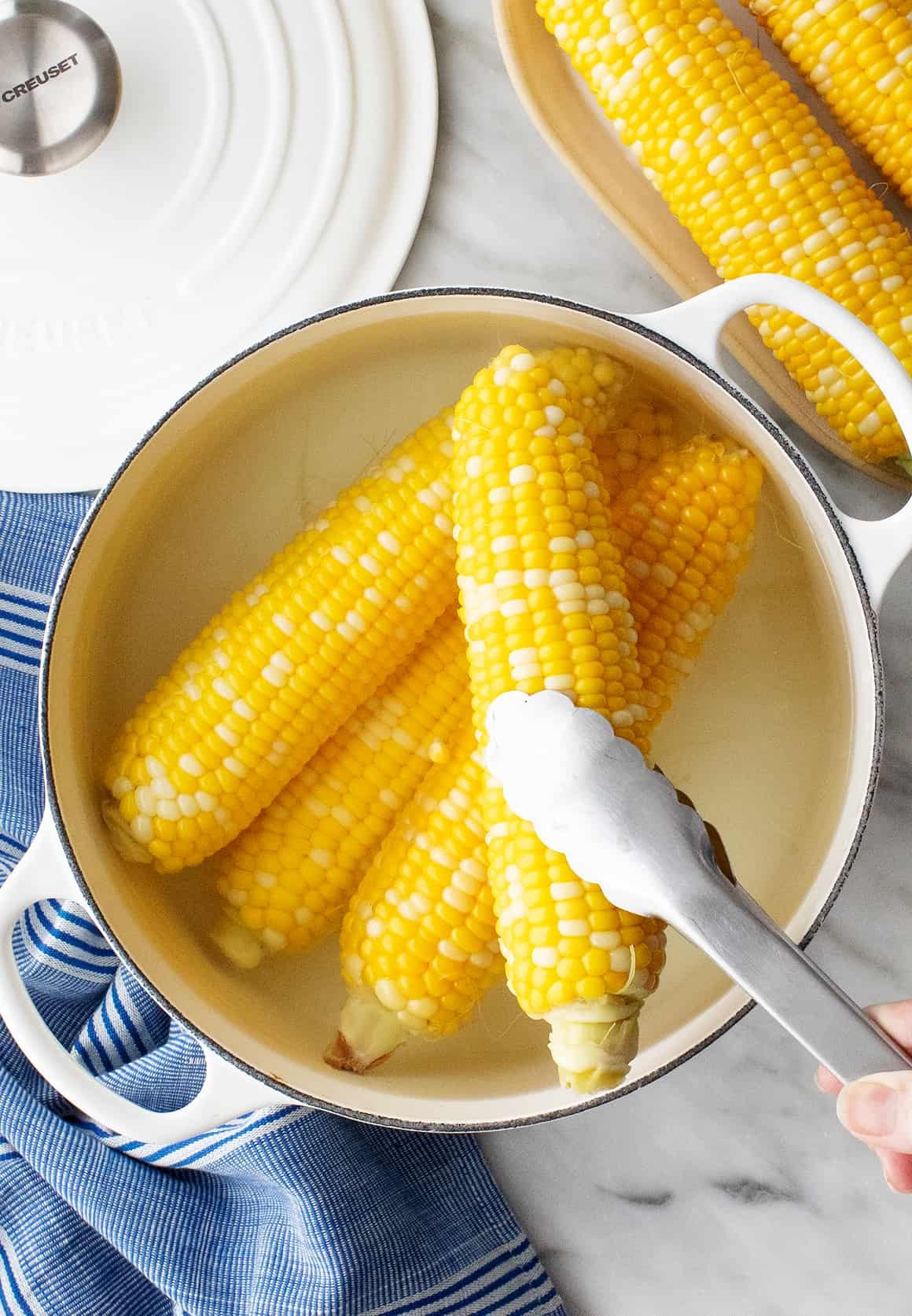 Perfectly boiled corn on the cob, a classic summer side dish