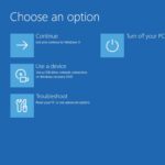 Screenshot of the Choose an option screen in Windows RE.