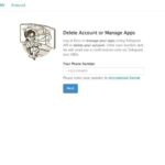 Telegram deactivation screen requesting phone number for account deletion