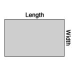 Diagram illustrating how to measure square feet for a rectangular area, showing length and width dimensions.