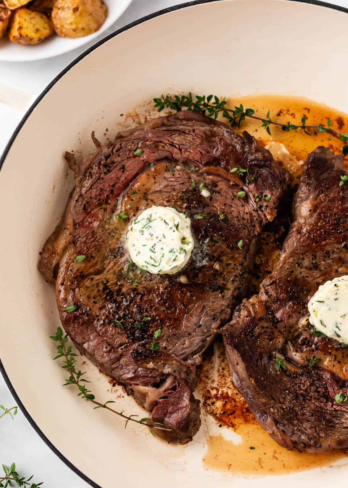 Showing how to cook steak in the oven.