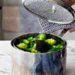 Perfectly steamed broccoli with lemon and seasoning