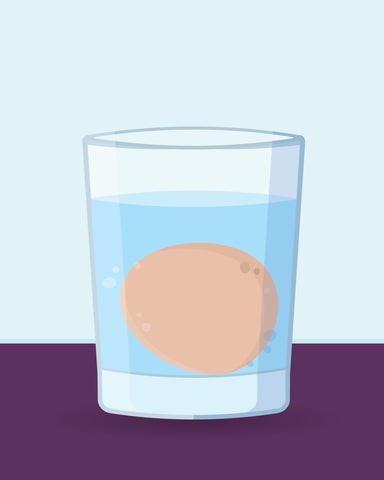 Egg in bowl of water sinking to the bottom