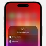 List of available devices for screen mirroring on iPhone