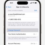 Change Apple ID Password Option in iPhone Settings Sign-In & Security Menu