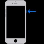 Image displaying how to use the side button on iPhone 6, 7, 8 and SE (2nd and 3rd generation) to power off