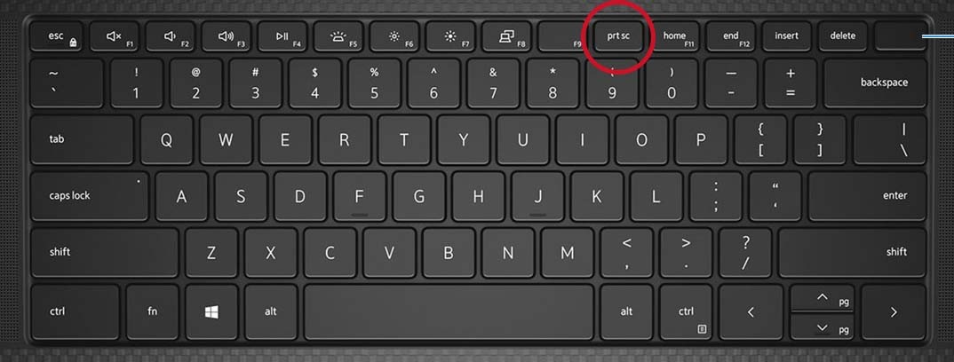 Illustration of the print screen key on Dell KM5221W wireless keyboard