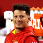 Patrick Mahomes portrait in Kansas City Chiefs uniform, showcasing the NFL star's career and age.