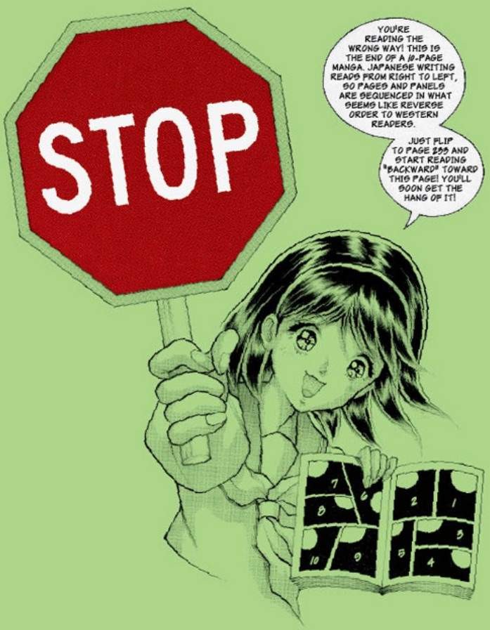 Manga reading direction instructions