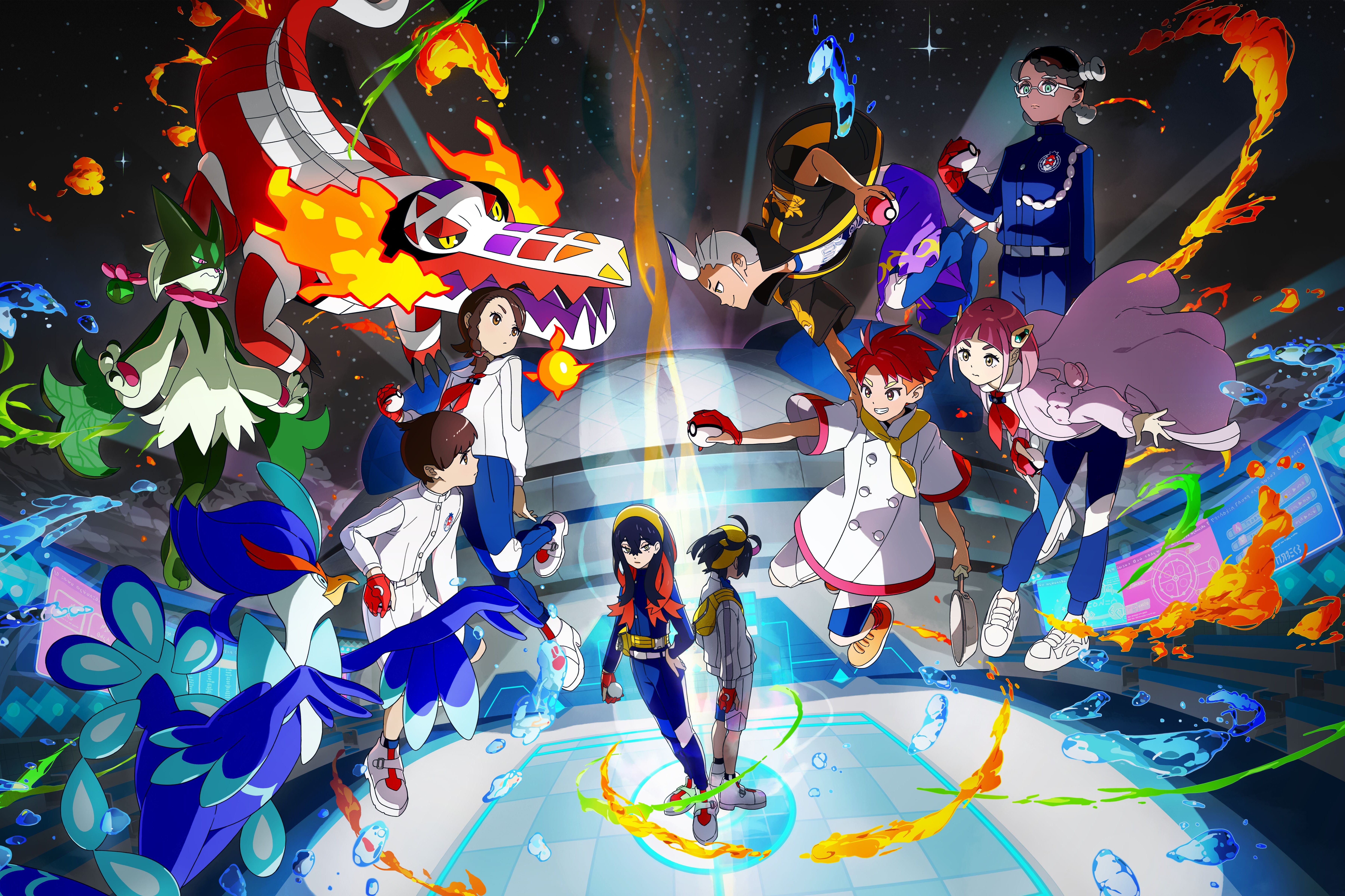 Pokemon Hidden Treasures Scarlet and Violet key art showing a group of characters gathered