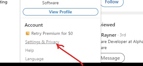 LinkedIn Settings & Privacy Menu for Account Deactivation