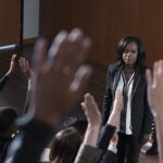 Viola Davis as Professor Annalise Keating in How to Get Away with Murder, teaching law students in a classroom