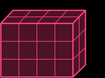 Rectangular prism made of 24 unit cubes illustrating volume calculation