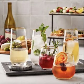 Modern Gold Rim Crystal Drinkware Set (12 Piece)