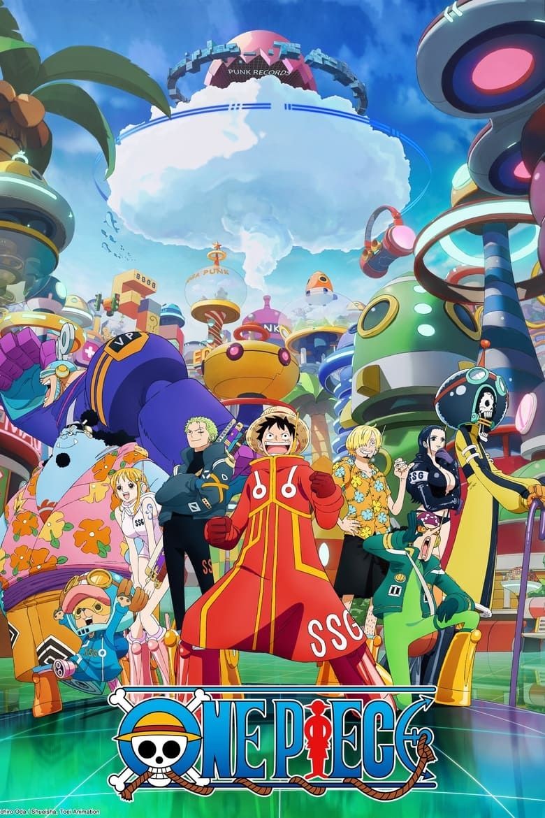Poster featuring the Straw Hat Pirates in their Egghead Island outfits