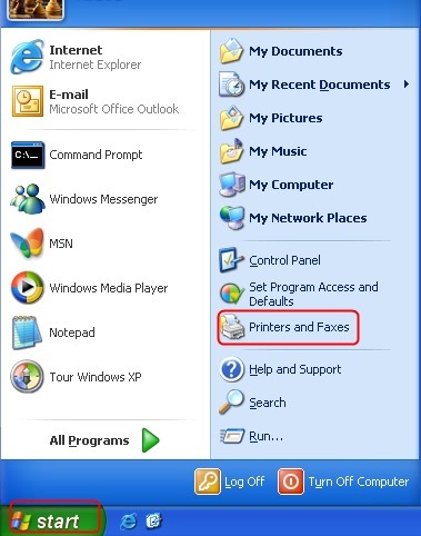 Accessing printers and faxes
