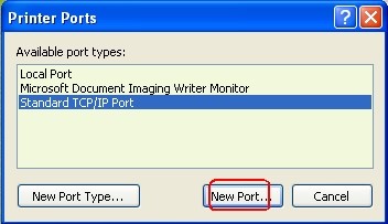 Selecting a standard TCP/IP Port