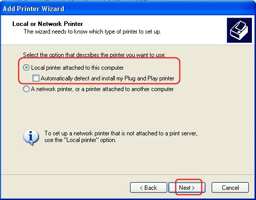 Creating a standard TCP/IP Port for the printer