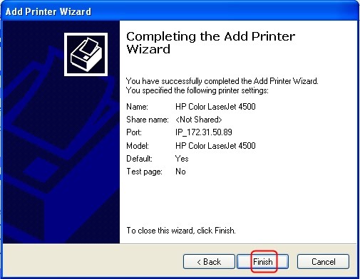 Finalizing the printer setup process
