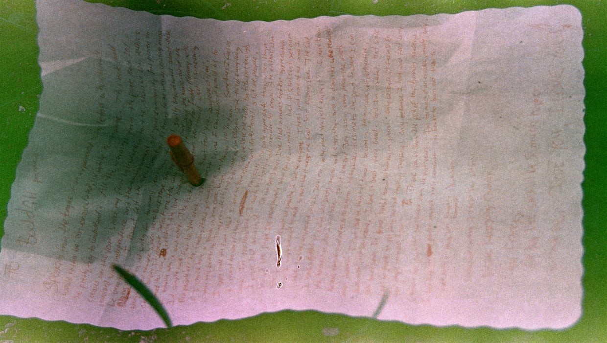 The suicide note left at Kurt Cobain's house.