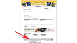 Newegg order history showing motherboard purchase