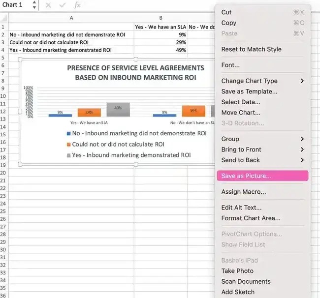 Saving graph in Excel