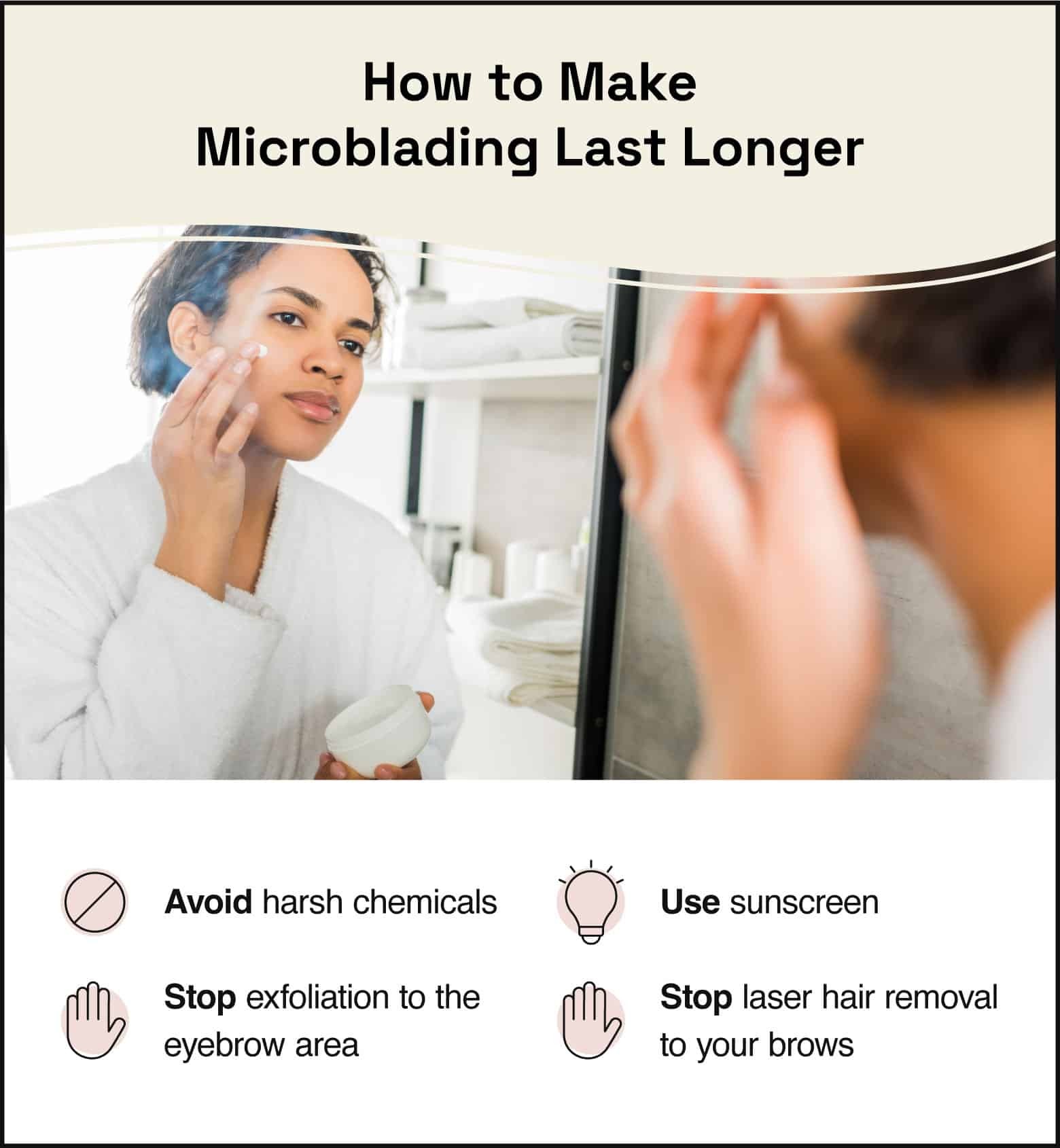 A woman applying skin care tips for what to avoid after getting eyebrows microbladed