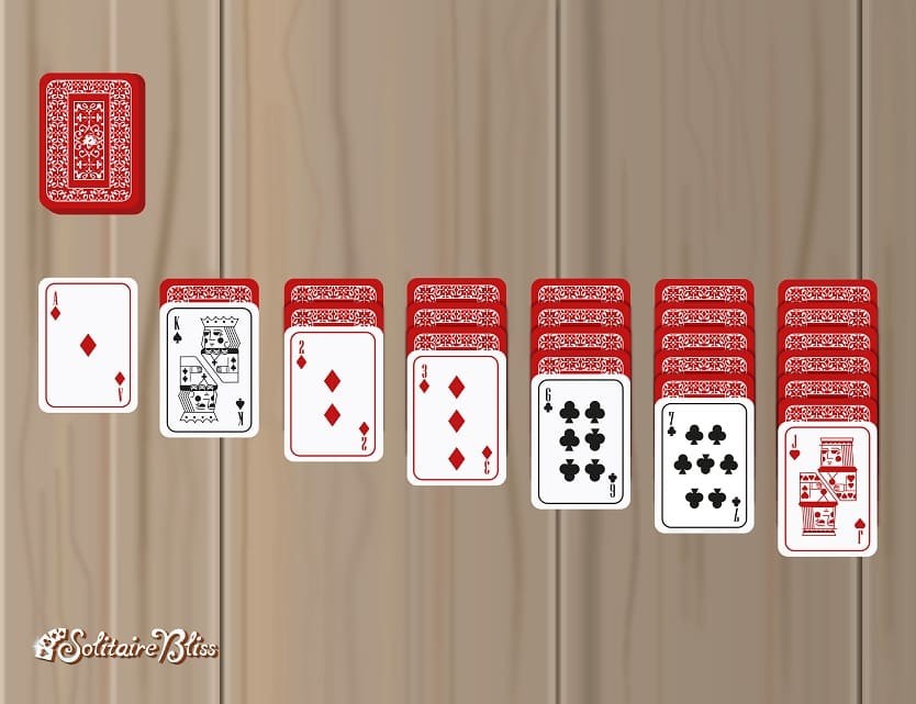 Image showing the stockpile positioned above the tableau, essential for accessing additional cards during Solitaire