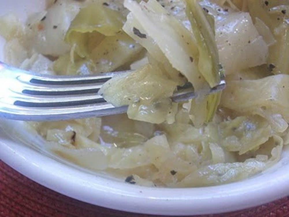 Fresh green cabbage head, prepared for cooking