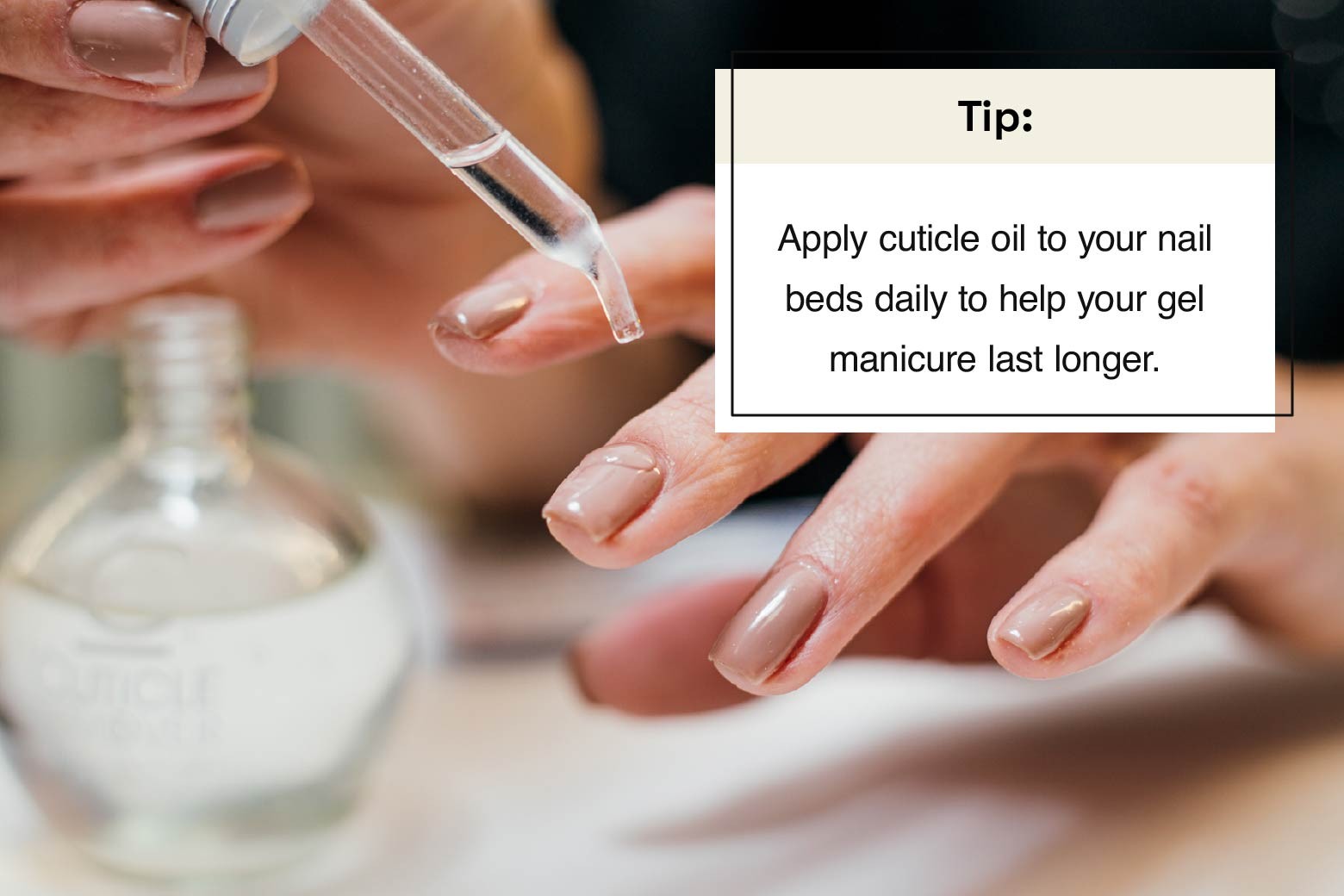 Applying cuticle oil to maintain healthy nails