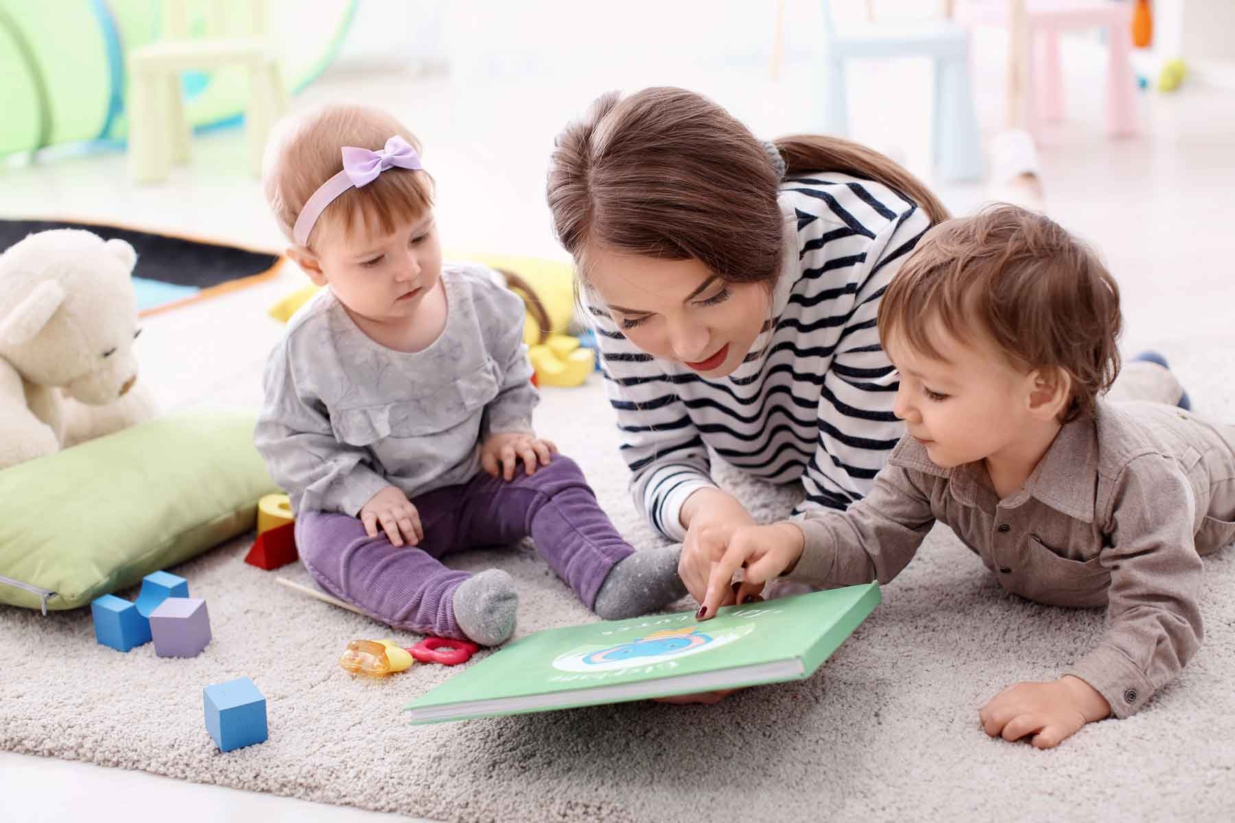 Nanny reading to children, highlighting personalized care