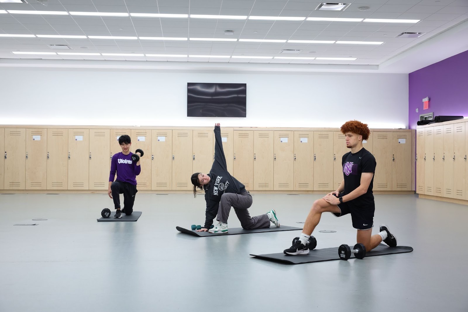 Gym interior with modern exercise equipment