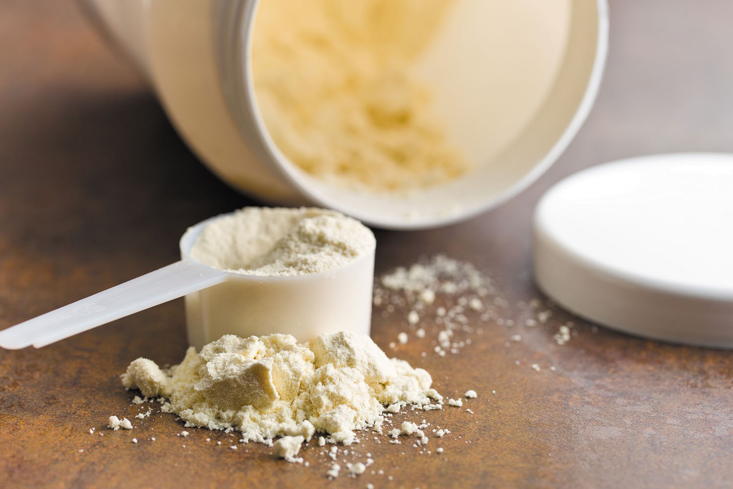 Scoop of whey protein powder