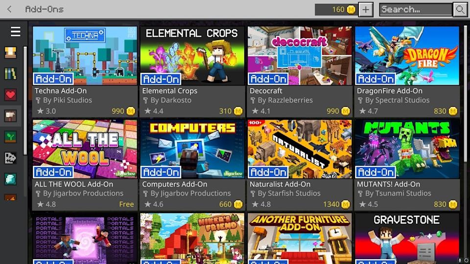 Minecraft Screenshot of Add-ons in the Marketplace