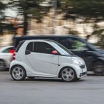 Smart car on city street