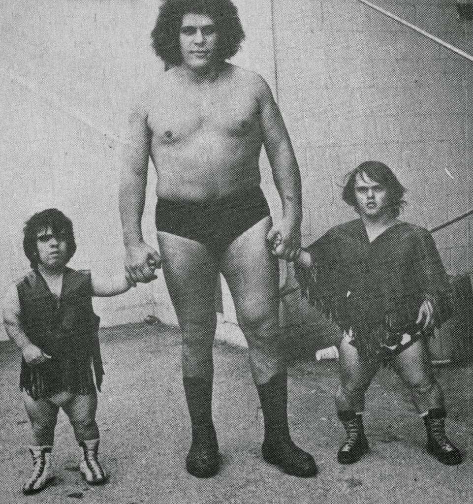 Andre the Giant with Tom Thumb and Joe Russell