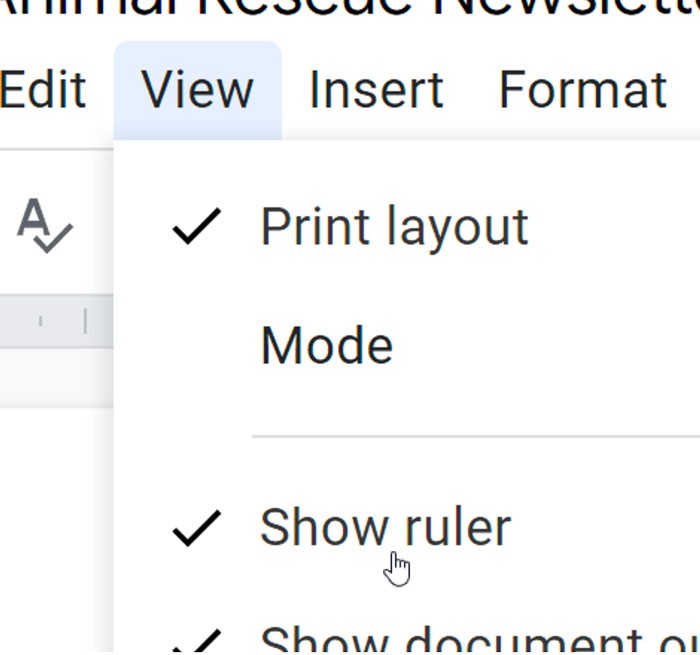 Displaying the Ruler in Google Docs