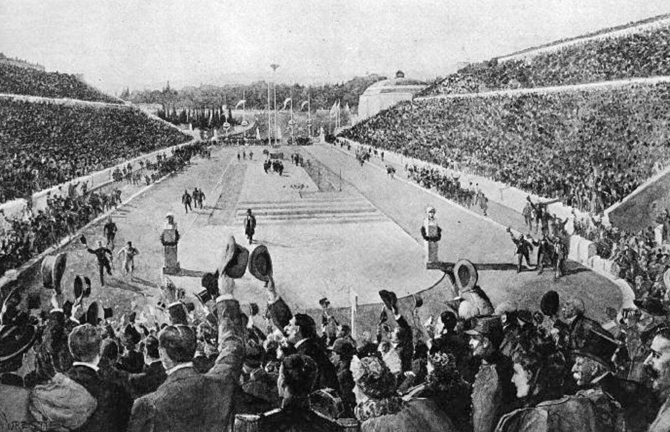 Spyridon Louis winning the inaugural Olympic Marathon