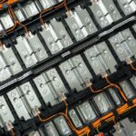 Tesla battery pack showing cell arrangement and cooling system.