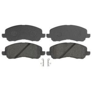 Selection of various brake pad materials, including organic, semi-metallic, and ceramic options