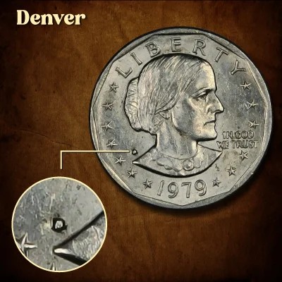 Denver Mint Mark on 1979 Dollar Coin