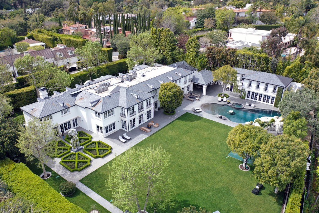 Aerial view of P Diddy's Holmby Hills mansion, emphasizing its luxurious features and prime location