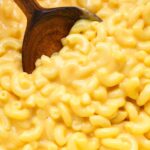 Overhead view of creamy homemade mac and cheese